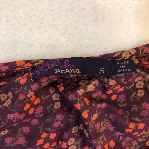 PrAna Purple Orange Floral Print Cold Shoulder Top - Picture 4 of 6